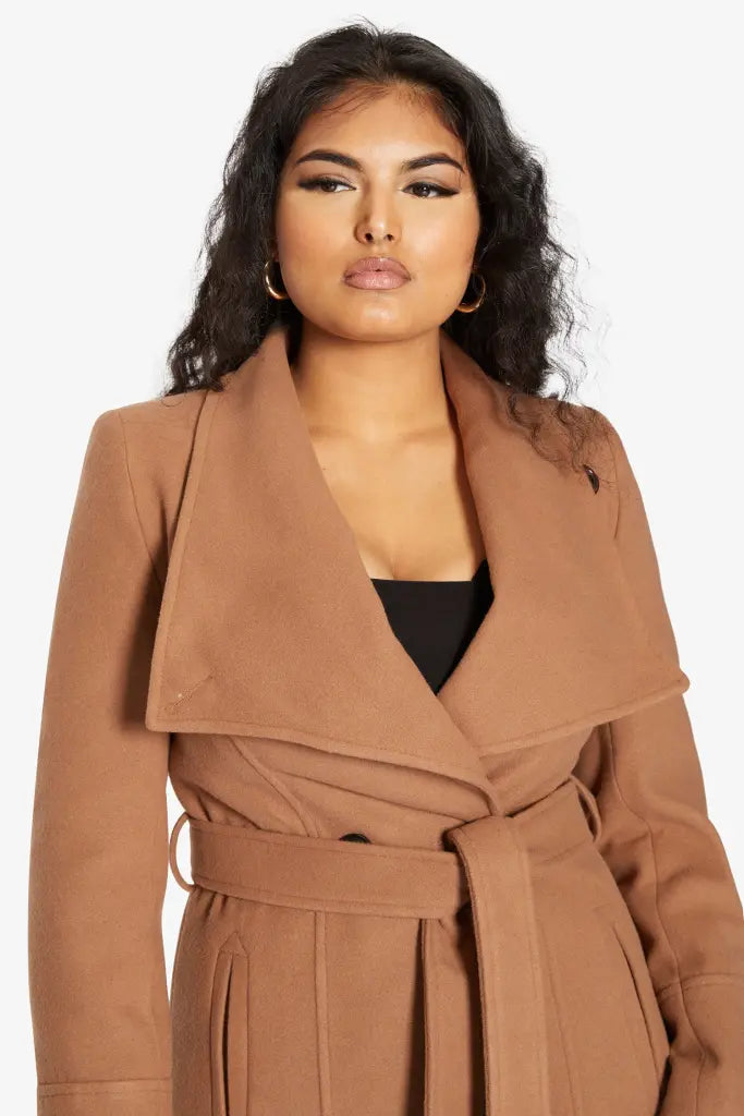 Harpreet Waterfall Lapel Double Breasted Duster Coat