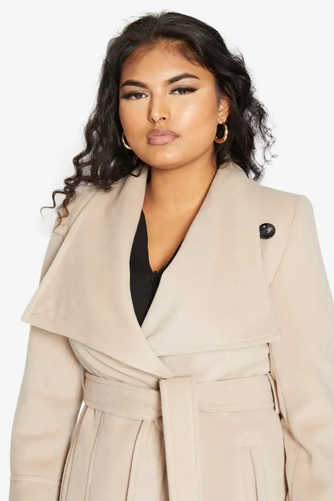 Harpreet Waterfall Lapel Double Breasted Duster Coat