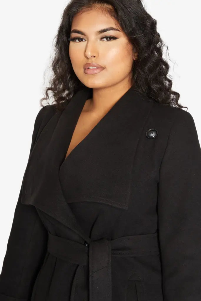 Harpreet Waterfall Lapel Double Breasted Duster Coat