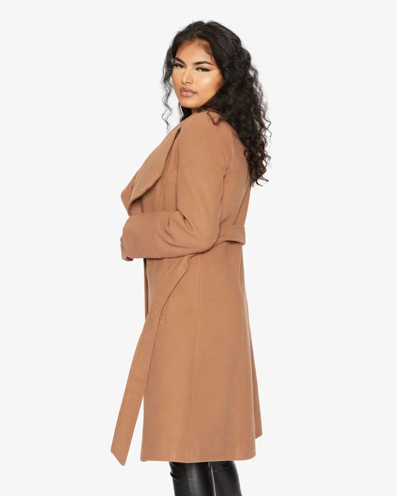 Harpreet Waterfall Lapel Double Breasted Duster Coat