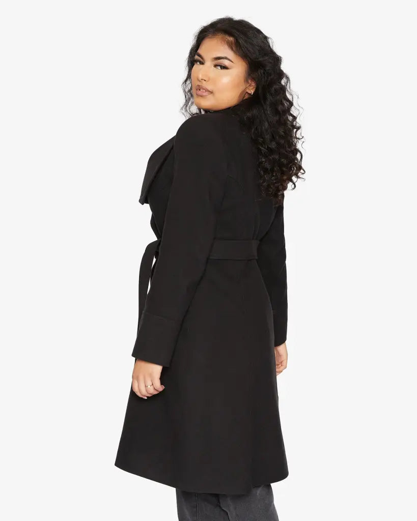 Harpreet Waterfall Lapel Double Breasted Duster Coat