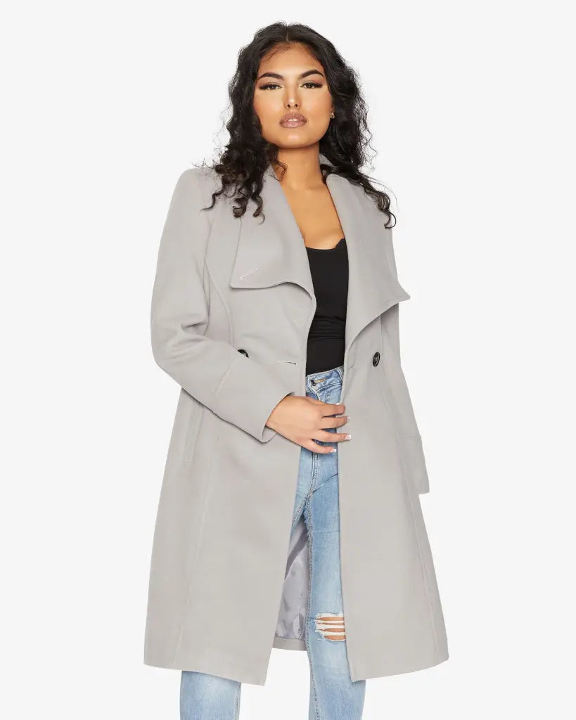 Harpreet Waterfall Lapel Double Breasted Duster Coat