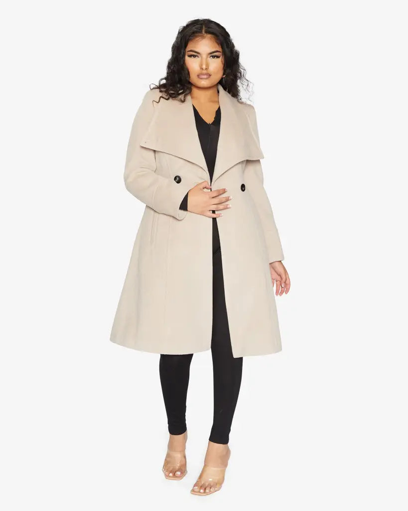 Harpreet Waterfall Lapel Double Breasted Duster Coat