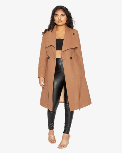 Harpreet Waterfall Lapel Double Breasted Duster Coat