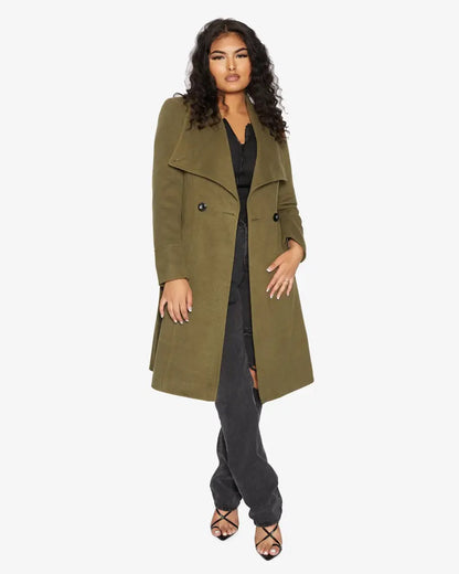 Harpreet Waterfall Lapel Double Breasted Duster Coat