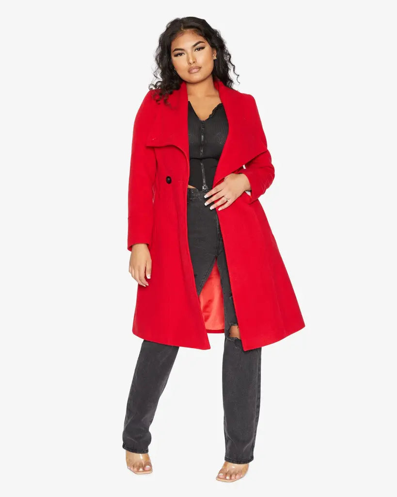 Harpreet Waterfall Lapel Double Breasted Duster Coat