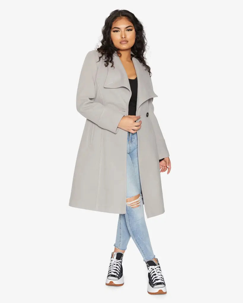 Harpreet Waterfall Lapel Double Breasted Duster Coat