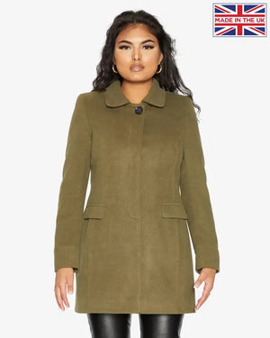 Womens Wool Blend Hip Length Covert Coat