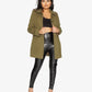 Womens Wool Blend Hip Length Covert Coat Khaki / Uk 8/eu 36/us 4
