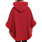 De La Creme - Womens Wool & Cashmere Blend Fur Lined Hooded Cape