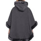 De La Creme - Womens Wool & Cashmere Blend Fur Lined Hooded Cape