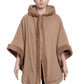 De La Creme - Womens Wool & Cashmere Blend Fur Lined Hooded Cape