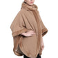 De La Creme - Womens Wool & Cashmere Blend Fur Lined Hooded Cape