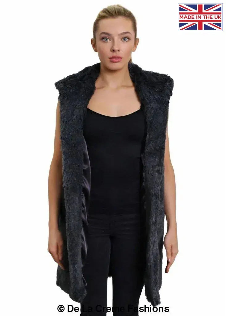 Faux fur hooded gilet uk shop