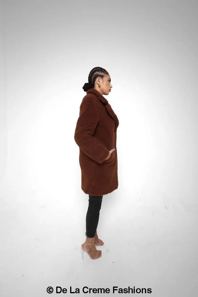 Janine Teddy Coat With Double Breasted Fit