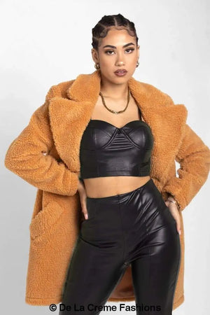 Janine Teddy Coat With Double Breasted Fit