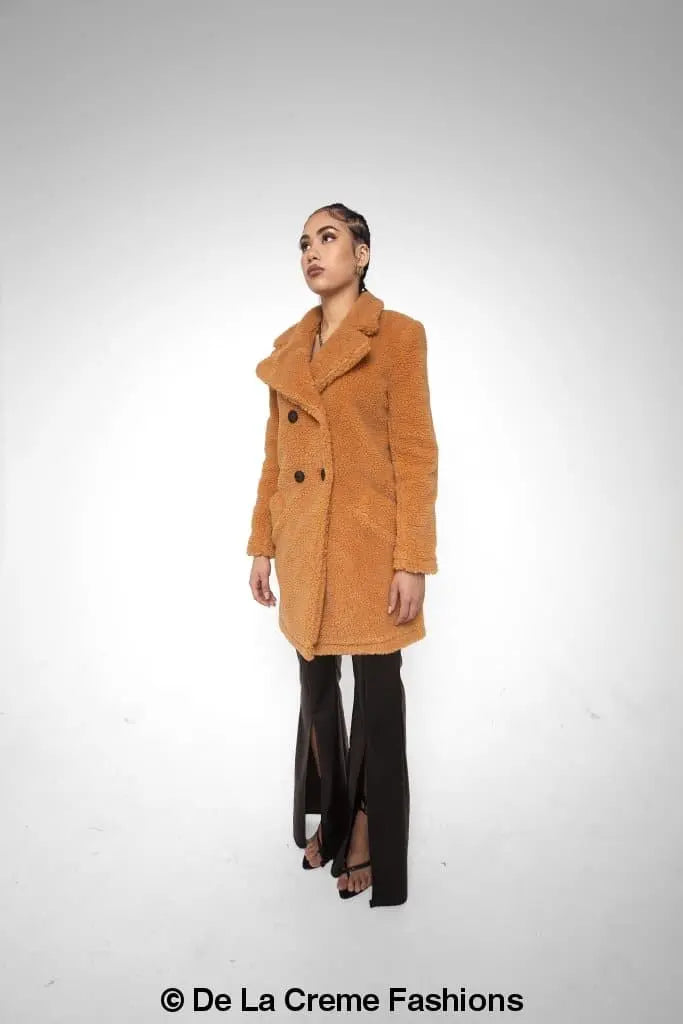 Janine Teddy Coat With Double Breasted Fit