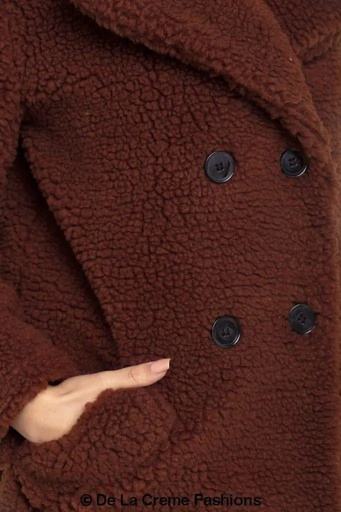 Janine Teddy Coat With Double Breasted Fit