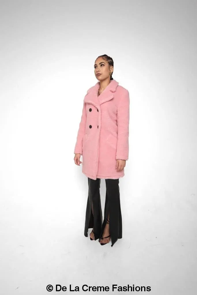 Janine Teddy Coat With Double Breasted Fit