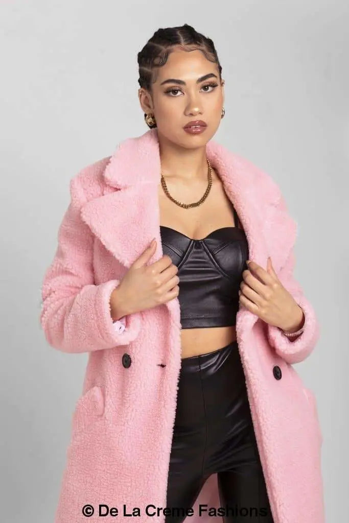 Janine Teddy Coat With Double Breasted Fit