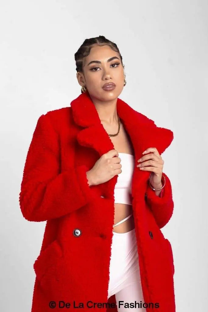 Janine Teddy Coat With Double Breasted Fit