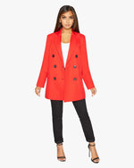 De La Creme Womens Double Breasted Longline Blazer Red / Uk 8/eu 36/us 4