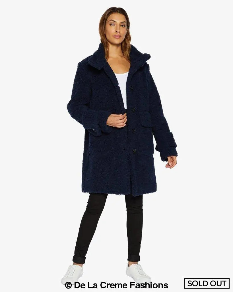 Julie High Neck Borg Teddy Coat