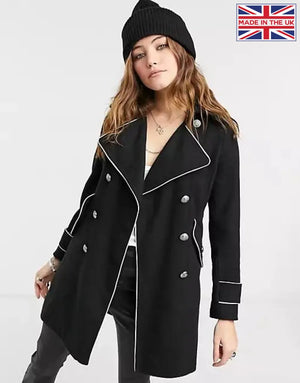 Black womens military coat 2025
