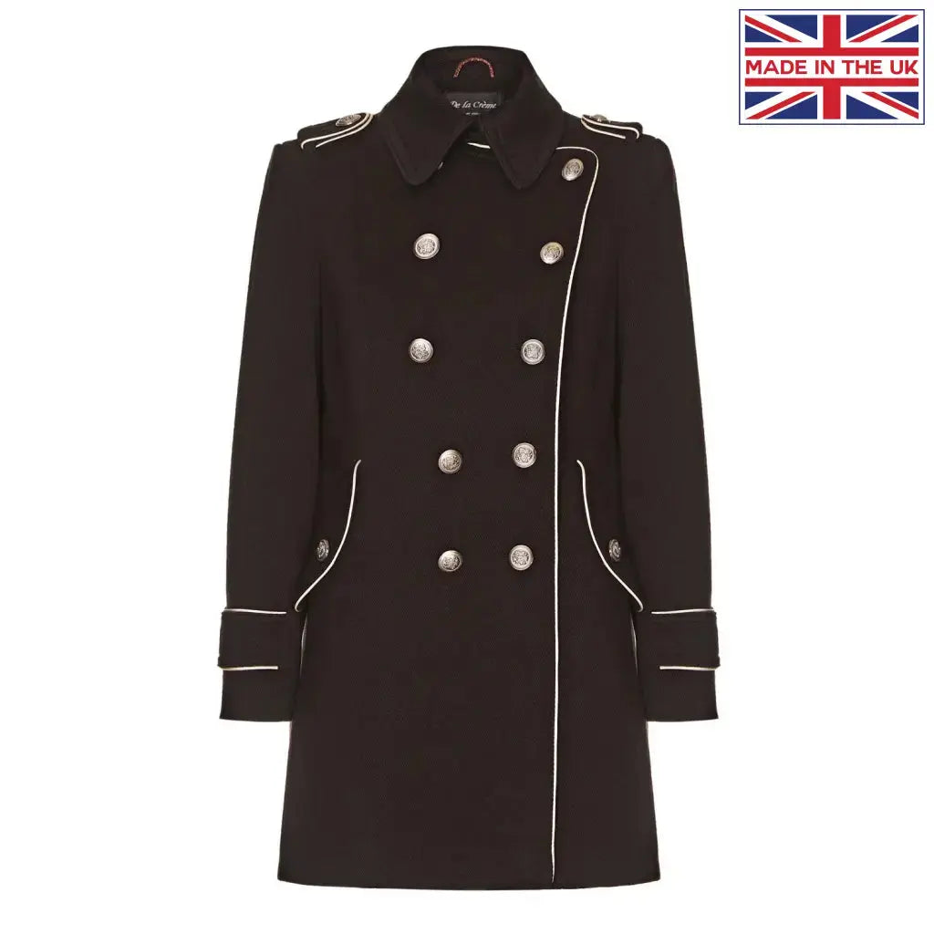 De La Creme Womens Military Coat with Contrast Buttons