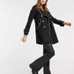 De La Creme - Womens Military Coat With Contrast Buttons Black / Uk 8/eu 36/us 4
