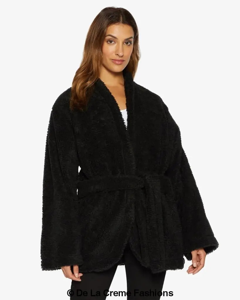 Jenna Open Front Belted Teddy Coat