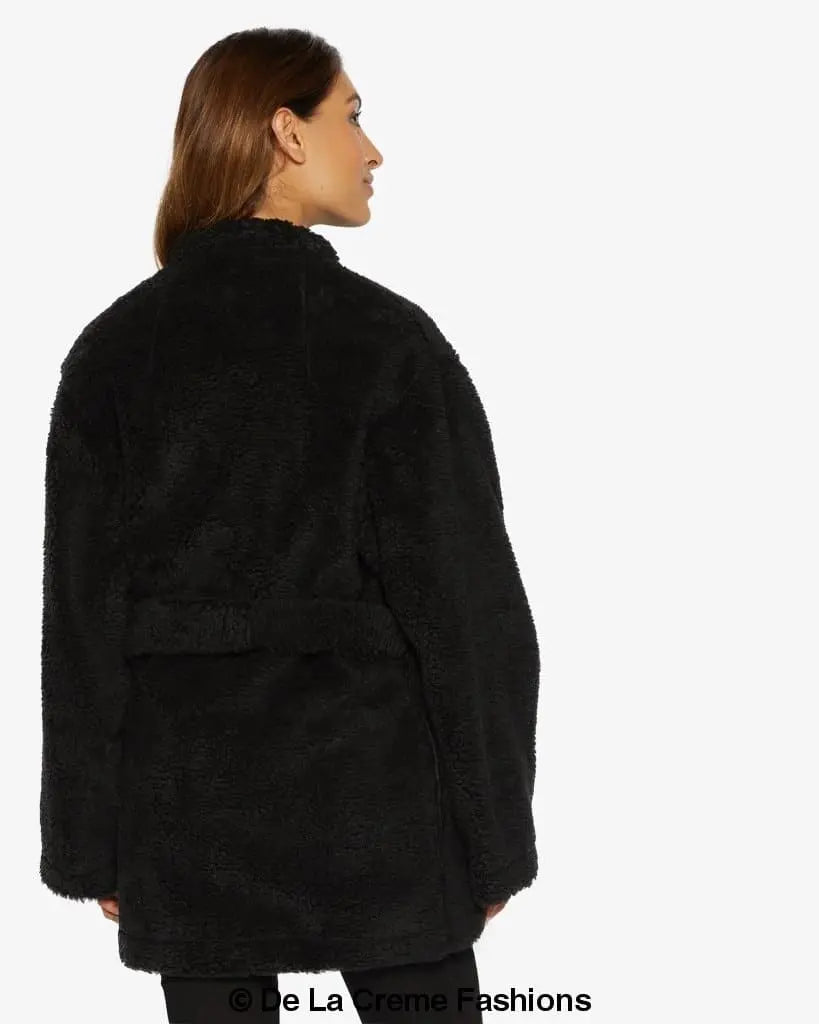 Jenna Open Front Belted Teddy Coat