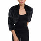 De La Creme - Womens Open Front Faux Fur Bolero Shrug Ladies Cropped Jacket