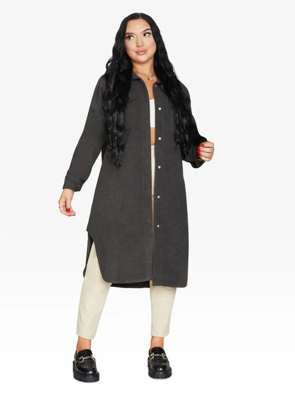 Oversized Longline Shacket Grey / One Size (Fits Uk 8 - 14)