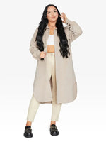 Oversized Longline Shacket Stone / One Size (Fits Uk 8 - 14)