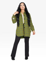 Oversized Nova Check Wool Blend Shacket Green / One Size (Fits Uk 8-14)