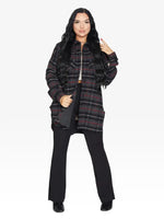 Oversized Nova Check Wool Blend Shacket Grey / One Size (Fits Uk 8-14)