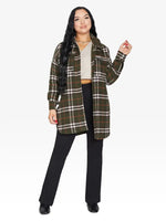 Oversized Nova Check Wool Blend Shacket Olive / One Size (Fits Uk 8-14)