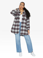 Oversized Nova Check Wool Blend Shacket Silver / One Size (Fits Uk 8-14)