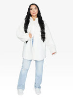 Oversized Patch Pocket Borg Teddy Shacket White / One Size (Fits Uk 8 - 14)