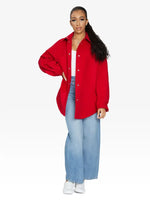 Oversized Patch Pocket Shacket Red / One Size (Fits Uk 8 - 14)