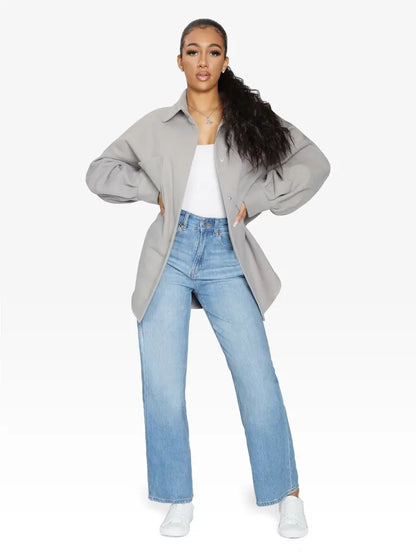 Oversized Patch Pocket Shacket Silver / One Size (Fits Uk 8 - 14)