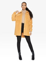 Oversized Stud Button Borg Teddy Shacket Mustard Yellow / One Size (Fits Uk 8-14)