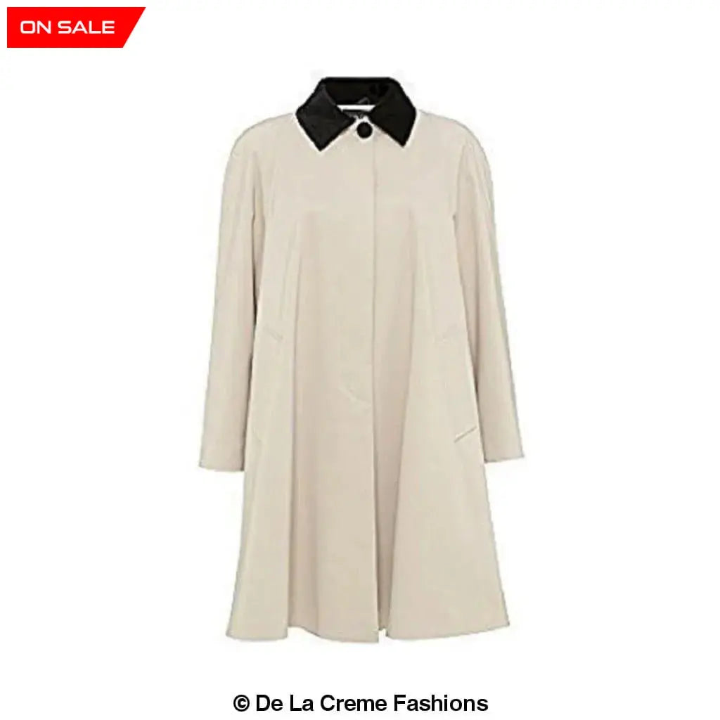De La Creme Womens Oversized Velvet Trim Lightweight Swing Coat
