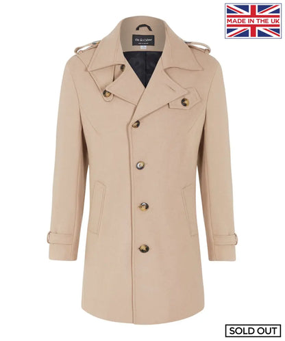 (Pre-Order) De La Creme Man - Military Style Single Breasted Coat Camel / S