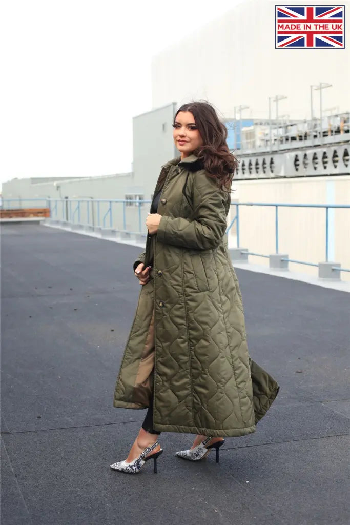 Padded Single Breasted Longline Hooded Coat