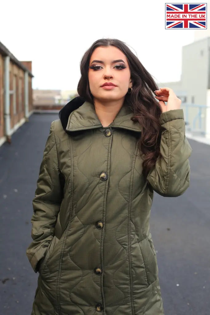 Padded Single Breasted Longline Hooded Coat