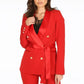 Tailored Belted Blazer With Satin Lapel Red / Uk 8/Eu 36/Us 4