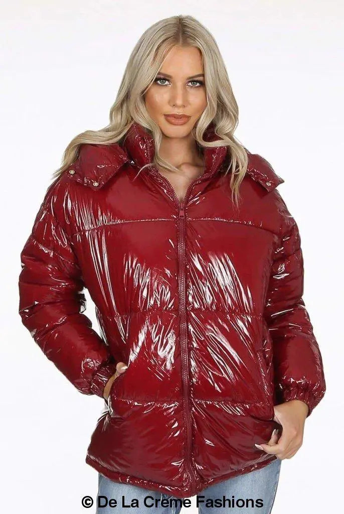 High Shine Funnel Neck Quilted Jacket