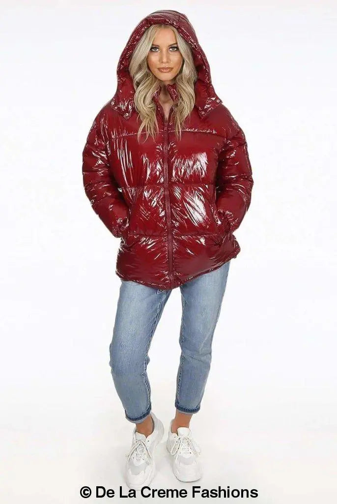 High Shine Funnel Neck Quilted Jacket